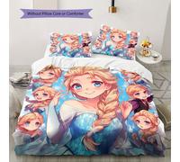 Parure De Lit Elsa Frozen - Housse De Couette Et Taie D'oreiller Douces, Motif Imprime 2d, Fermeture Éclair - Ideal Pour La Decoration De La Chambre À Coucher, Noël, Halloween, B