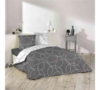 Douceur d'Intérieur – Parure de lit 3 pièces Elton – Microfibre imprimée 240×220 cm Gris