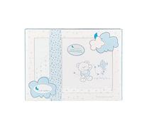 Parure de lit en coralina pour mini-berceau "Baby Love" blanc et bleu