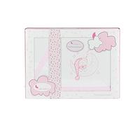 Parure de lit en coralina pour mini-berceau "Bear Sleeping" Blanc et rose