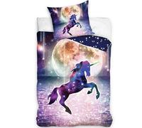 Parure de lit en coton 160x200 Licorne Lune Étoiles