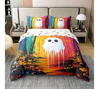 Parure de lit en coton avec housse de couette mignonne (sans couette), housse de couette amusante pour enfants et adultes, motif paysage naturel de la jungle, parure de lit style peinture à l'huile