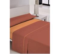Parure de lit en coton - CASA - Lit 180 cm - 260x260 cm - Orange - Uni - Lavable en machine à 30 °C - Drap plat
