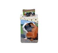 Jerry Fabrics 20BS411 Parure de lit pour enfant avec motif réversible Cochon d'Inde Pig Guinée et animal de compagnie, housse de couette 140x200 cm, fermeture éclair 100 % coton, multicolore