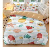 Parure de lit en coton doux avec housse de couette et taies d'oreiller Motif palmier pour lit double 200 x 200 cm + 2 taies d'oreiller 50 x 75 cm