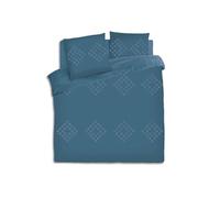 Atmosphera Parure de lit Vilma – Coton lavé tufté Bleu canard 260x240 cm