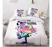 Parure De Lit En Coton Motif Pingouin, Dauphin, Escargot, Housse De Couette 135 X 200 Cm Et 2 Taies D'oreiller 80 X 80 Cm Certifiées Oeko-Tex Standard 100, Flamant Rose