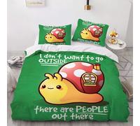 Parure De Lit En Coton Motif Pingouin, Dauphin, Escargot, Housse De Couette 135 X 200 Cm Et 2 Taies D'oreiller 80 X 80 Cm Certifiées Oeko-Tex Standard 100.