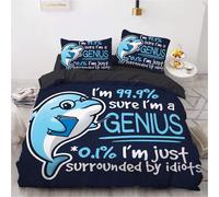 Parure De Lit En Coton Motif Pingouin, Dauphin, Escargot, Housse De Couette 135 X 200 Cm Et 2 Taies D'oreiller 80 X 80 Cm Certifiées Oeko-Tex Standard 100.