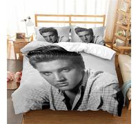 Parure De Lit En Coton Ste-X, Motif Elvis Légendaire, Housse De Couette 135 X 200 Cm Et 2 Taies D'oreiller 80 X 80 Cm, Certifiée Oeko-Tex Standard 100.