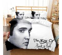 Parure De Lit En Coton Ste-X, Motif Elvis Légendaire, Housse De Couette 135 X 200 Cm Et 2 Taies D'oreiller 80 X 80 Cm, Certifiée Oeko-Tex Standard 100.