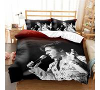 Parure De Lit En Coton Ste-X, Motif Elvis Légendaire, Housse De Couette 135 X 200 Cm Et 2 Taies D'oreiller 80 X 80 Cm, Certifiée Oeko-Tex Standard 100.