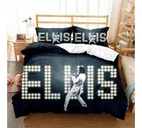 Parure De Lit En Coton Ste-X, Motif Elvis Légendaire, Housse De Couette 135 X 200 Cm Et 2 Taies D'oreiller 80 X 80 Cm, Certifiée Oeko-Tex Standard 100.