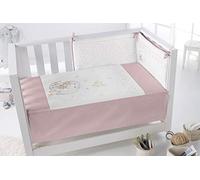 Parure de lit en cuir pour bébé avec housse de couette, couvre-lit et protection pour bébé Rose 120 x 60 cm
