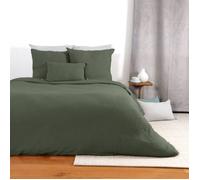 Parure de lit en double gaze de coton Vert Olive 240x220 cm