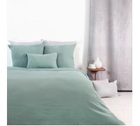 Parure de lit en double gaze de coton Vert tilleul 260x240 cm
