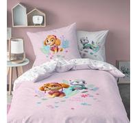 Parure de lit en flanelle, 135 x 200 cm, motif Pat' Patrouille Skye & Everest, douce et douillette, pour automne et hiver, 1 taie d'oreiller 80 x 80 cm + housse de couette 135 x 200 cm, 100 % coton,