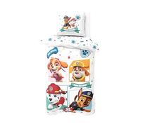 Parure de lit en flanelle Paw Patrol 135 x 200 cm + 80 x 80 cm - Flanelle certifiée Öko-Tex - Fermeture éclair - Douce et chaude pour enfants | Personnages Pat' Patrouille Chase Skye Marshall & Rubble