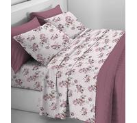 Parure de lit en flanelle peignée pour lit double 100 % coton chaud fabriqué en Italie, drap plat 240 x 300 cm + dessous de coins 180 x 200 + 27 cm, 2 taies d'oreiller 50 x 80 cm