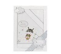 Parure de lit en flanelle pour mini-berceau "Paracaidista" blanc et gris