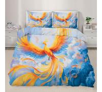 Parure de lit en microfibre douce avec housse de couette Phoenix et créature mythique - Motif phénix - Lavable en machine - Super king size - 260 x 230 cm