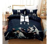 Parure de lit en microfibre hypoallergénique avec impression 3D - BTS - Noir - 140x200cm