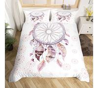 Parure de lit en Plumes Dreamcatcher pour Filles et Femmes Ensemble de Housse de Couette Pissenlit Dream Catcher Botanical Champignon Housse de Couette Bohême Plumes Plantes Housse de Couette Boho