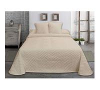 Parure de lit en polycoton - JAVIER LARRAINZAR - 105 cm - Beige - Tissu jacquard - Couvre-lit mi-saison - Moderne - Uni