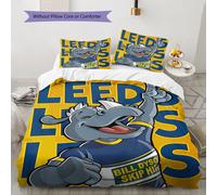 Parure De Lit En Polyester Doux Leeds Rhinos - Motif Éléphant Bleu Et Jaune, Housse De Couette Zippée Et Taies D'oreiller, Confort Toutes Saisons Pour La Decoration De La Chambre,