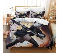 Parure De Lit En Satin De Coton, Densité De Fils 200, Housse De Couette Simple Et Double Et Deux Taies D'oreiller, 75 X 50 Cm, Anti-Acariens, Personnages Du Jeu Nier : Automata