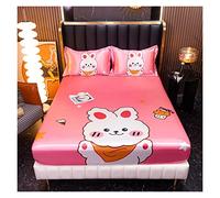 Parure de lit en satin de soie pour lit une place, motif dessin animé, pour enfants et housse de matelas d'été rafraîchissante 180 - Xiaotuzi - Simple 90 x 200 x 30 cm
