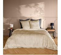 Douceur d'Intérieur Parure de lit Velina 3 pièces 240x220 cm Velours uni 100% polyester Sable