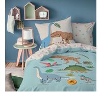 Jurassic World SICJU Parure de lit Enfant | 100% Coton | Oeko-TEX | Housse de Couette 140x200cm+1 Taie d'oreiller 63x63cm | Imprimé Garçon | Bleu