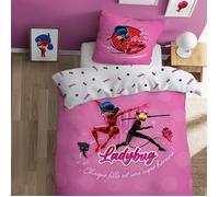 Miraculous MIRACOULUS Supergirl Parure de lit Enfant | 100% Coton | Oeko-TEX | Housse de Couette 140x200 cm + Taie d'oreiller 63x63 cm | Imprimé Fille | Rose