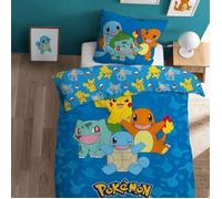 Parure de lit enfant 100% Coton - POKÉMON GOODBYE - Bleu - 140x200+63x63cm