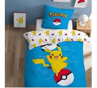 Parure de lit enfant 100% Coton - POKÉMON POKÉBALL - Bleu - 140x200+63x63cm