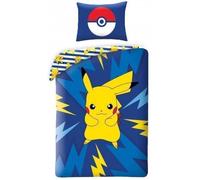 Parure de lit enfant 140x200 - Pokémon Pika-Power - 100% coton - Lavable - Couleur bleue