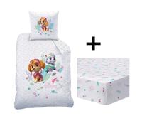 Parure de lit enfant avec drap housse 100% Coton - PAT PATROUILLE PARADISE - Parme - 140x200+63x63cm + 90x190cm
