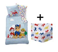 Parure de lit enfant avec drap housse 100% Coton - PAT PATROUILLE PATBOY - Bleu - 140x200+63x63cm + 90x190cm