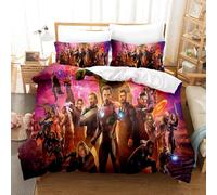 Parure De Lit Enfant Avengers 3d Imprimee, Housse De Couette, 3 Pieces, 1 Couette