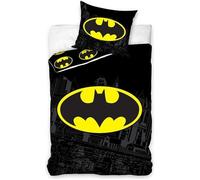 Parure de Lit Enfant Batman Logo - Housse de Couette Coton - Noir - 140 x 200 cm