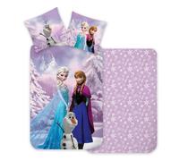 BrandMac Parure de lit Reine des Neiges 100% coton Réversible 100x135+40x60 Elsa Anna Olaf