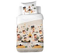 Parure de lit enfant bi histoire 140x200 cm PTIT AIGLE & PTIT PIRATE pur coton MIG multicolore 2 pièces