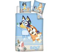 Aymax! Parure de lit enfant Bluey 100% coton Housse 140x200 + Taie 65x65 Réversible Oeko-Tex