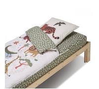 Bleu Calin Caradou® Jungle Parure de Lit Enfant en Coton 4 pièces: Couchage Tout-en-Un avec Couette - 90x190cm