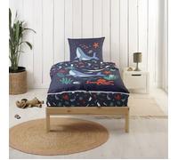 Parure de Lit Enfant Caradou® Océan en Coton 4 pièces: Couchage tout-en-un avec couette - 90x190cm - BLEU CALIN