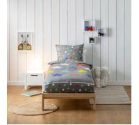 Parure de Lit Enfant Caradou® Stars en Coton 4 pièces: Couchage tout-en-un avec couette - 90x190cm - BLEU CALIN