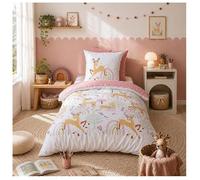 Parure de lit enfant - COTE DECO - 140x200 cm - Réversible - Motif biche - Microfibre douce