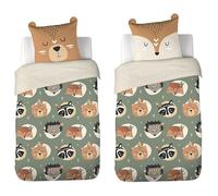 Parure de lit Enfant - CÔTÉ DÉCO - Animaux de la forêt - 140x200 cm - Microfibre - Taie d'oreiller 3D