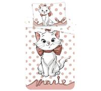 Parure de lit Enfant Disney Marie Aristochats, Housse de Couette 100 x 135 cm + taie d'oreiller 40 x 60 cm, 100% Coton